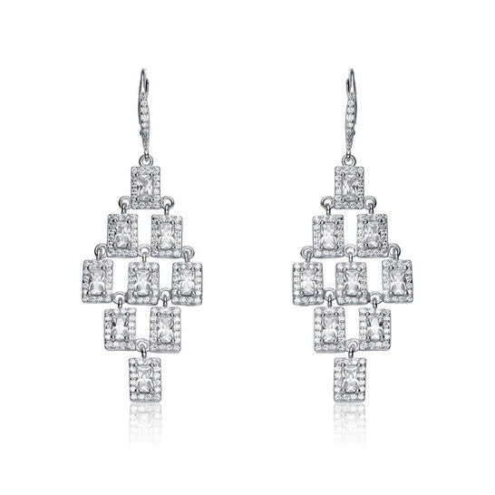 Original Megan Walford .925 Sterling Silver Cubic Zirconia Chandelier Earrings