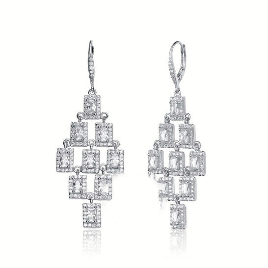 Original Megan Walford .925 Sterling Silver Cubic Zirconia Chandelier Earrings