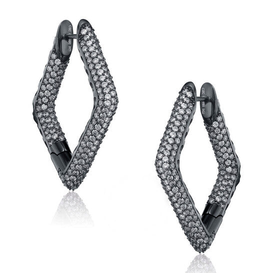 Original Megan Walford Sterling Silver Cubic Zirconia Encrusted Square Earrings