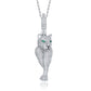 Original Megan Walford Sterling Silver Rhodium Plated Emerald Cubic Zirconia "Cheetah" Spring Ring Pendant