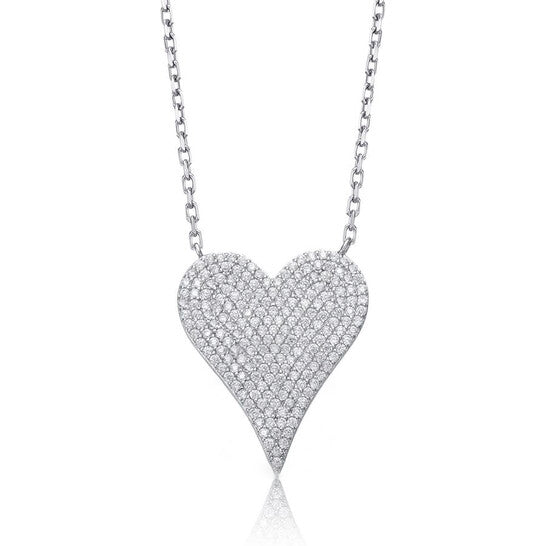 Original Megan Walford Sterling Silver with Pave Cubic Zirconia Heart Layering Necklace