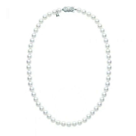 Original Mikimoto 18" Akoya Cultured Pearl Strand Necklace 7.5 x 7mm A Grade Â 18K White Gold Clasp