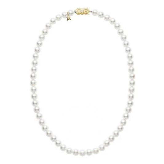 Original Mikimoto 18" Akoya Cultured Pearl Strand Necklace 8 x 7.5mm A Grade Â 18K Yellow Gold Clasp