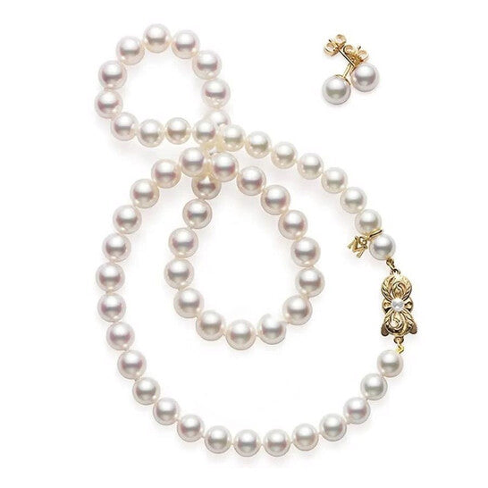 Original Mikimoto 18" Akoya Cultured Pearl Two-Piece Gift Set Â 18K Yellow Gold