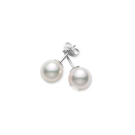 Original Mikimoto 18k White Gold 6mm-6.5mm A+ Grade Akoya Cultured Pearl Stud Earrings