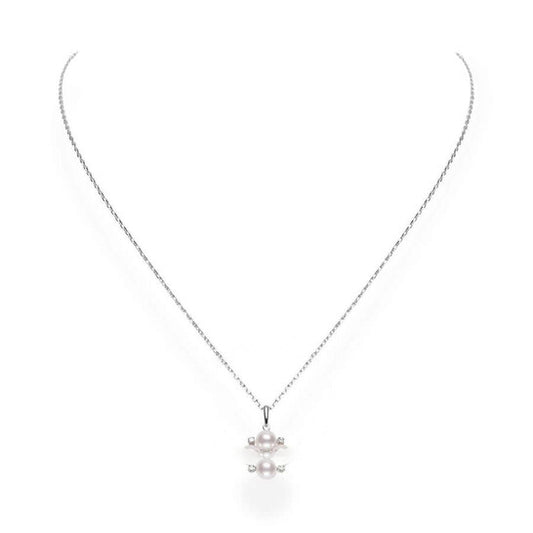 Original Mikimoto 18K White Gold Clustered Akoya Pearl & Diamond Pendant - MPQ10086ADXW