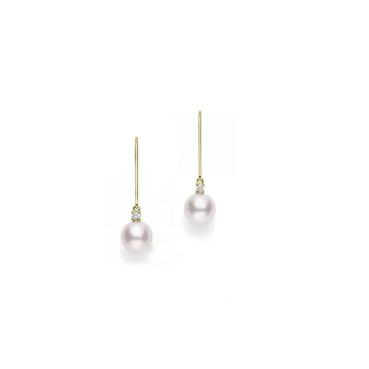 Original Mikimoto 18K Yellow Gold Akoya Pearl Leverback Earrings - PEA1006DK