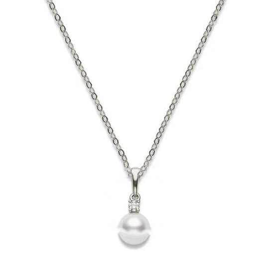 Original Mikimoto 7.5-8mm Akoya Cultured Pearl 0.10ct of Diamonds 18K White Gold - PPS752DW