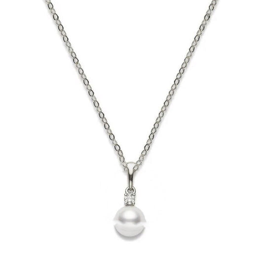 Original Mikimoto 7.5-8mm Akoya Cultured Pearl 0.10ct of Diamonds 18K White Gold - PPS752DW