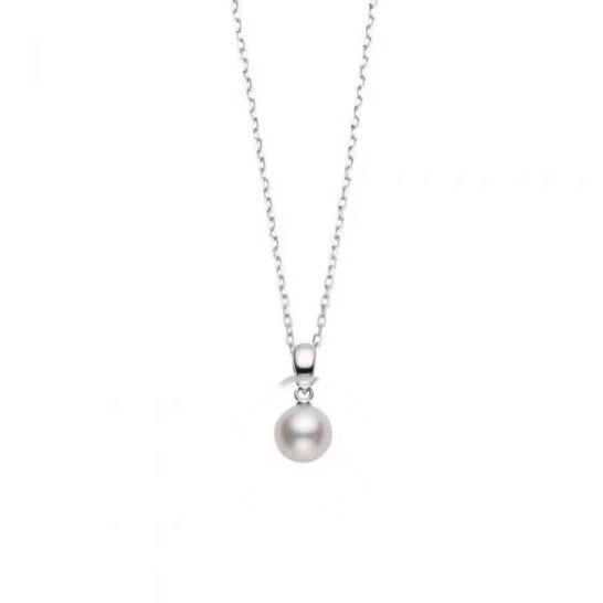 Original MIKIMOTO 8mm AA grade Akoya Cultured Pearl Pendant in 18K White Gold