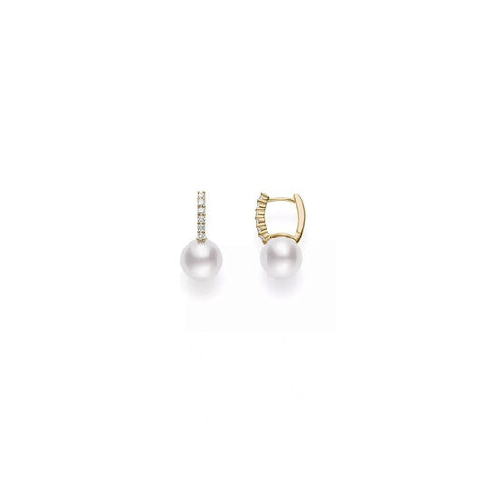 Original Mikimoto 8Mm Akoya Pearl & Diamond Earrings - Mea10228adxk