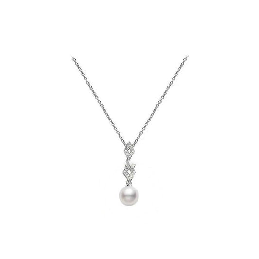 Original Mikimoto Akoya 8.5mm A+ Cultured Pearl and Diamonds Pendent PPA458DW