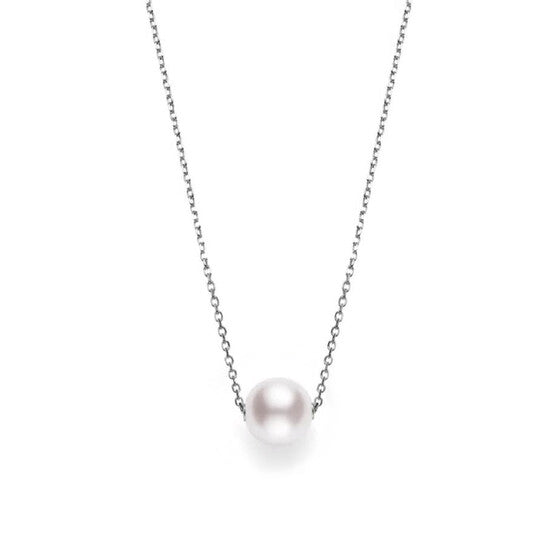 Original Mikimoto Akoya Cultured Pearl Pendant Necklace with 18K White Gold 8mm A+