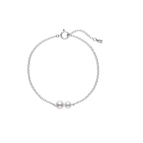 Original Mikimoto Akoya Cultured Pearl Station Bracelet in 18K White Gold - MDQ10055AXXW