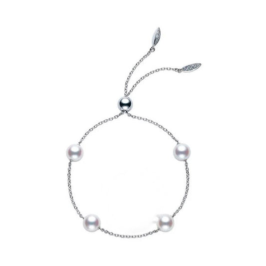 Original Mikimoto Akoya Cultured Pearl Station Bracelet in White Gold