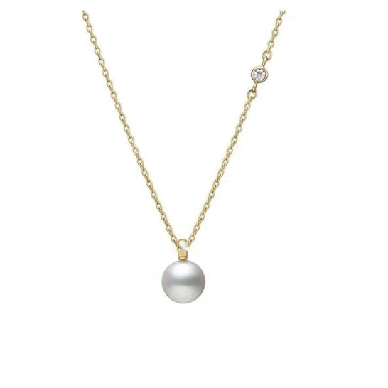 Original Mikimoto Akoya Cultured Pearl with Diamond Pendant in 18K Yellow Gold - MPQ10159ADXK