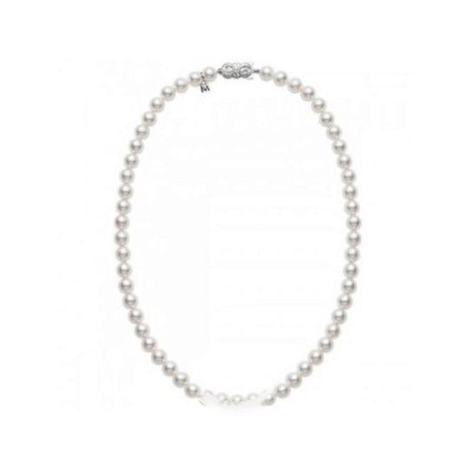 Original Mikimoto Akoya Pearl Princess Strand Necklace with 18K White Gold 18" 8-8.5mm A Grade