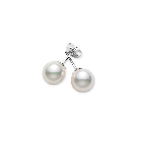 Original Mikimoto Akoya Pearl Stud Earring with 18K White Gold 6-6.5mm AA