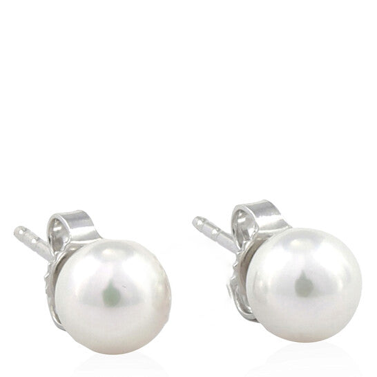 Original Mikimoto Akoya Pearl Stud Earrings with 18K White Gold 6-6.5mm A Grade