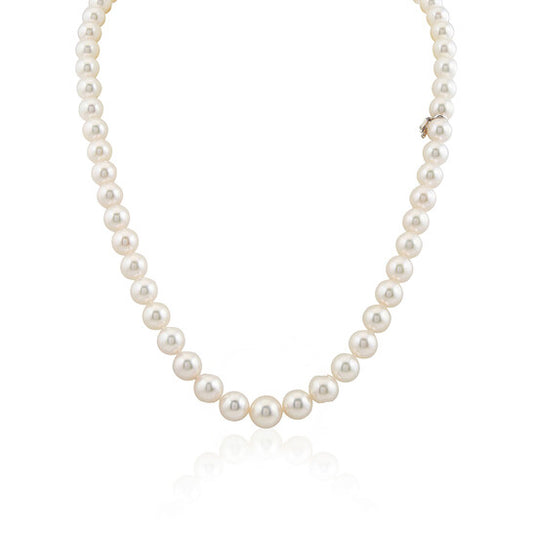 Original Mikimoto Graduated Akoya Pearl Strand Necklace with 18K White Gold Clasp 9x7mm A1 Designer Sku G90118V1W