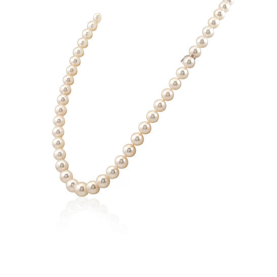 Original Mikimoto Graduated Akoya Pearl Strand Necklace with 18K White Gold Clasp 9x7mm A1 Designer Sku G90118V1W