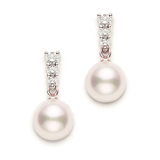 Original Mikimoto Morning Dew 8mm Akoya Cultured Pearl Earrings Â 18K Rose Gold