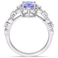 Original Oval Tanzanite White Sapphire and Diamond Accent Halo Ring