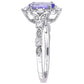 Original Oval Tanzanite White Sapphire and Diamond Accent Halo Ring