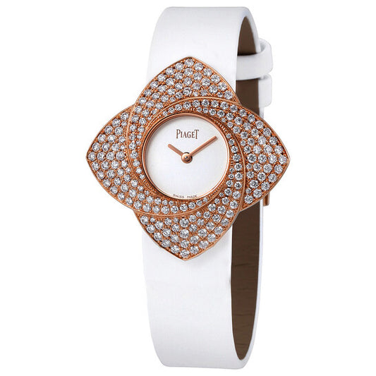 Original Piaget Limelight Blooming White Dial White Satin Strap Ladies Watch G0A39183