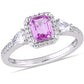 Original Pink 3 Stone Halo Engagement Ring