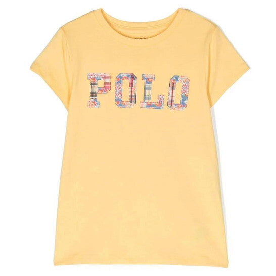 Original Polo Ralph Lauren Girls Empire Yellow Polo Logo Cotton T-Shirt, Size 4/4T