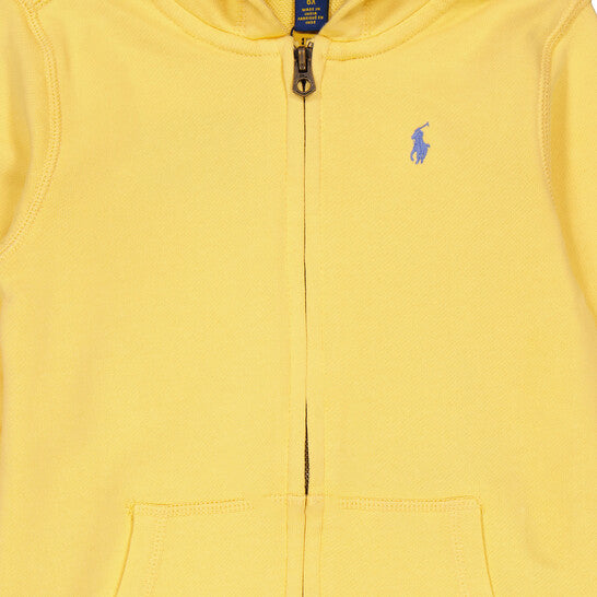 Original Polo Ralph Lauren Girls Empire Yellow Pony Embroidered Terry Zip-Up Hoodie, Size 6X