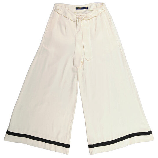 Original Polo Ralph Lauren White Satin Wide Leg Pants