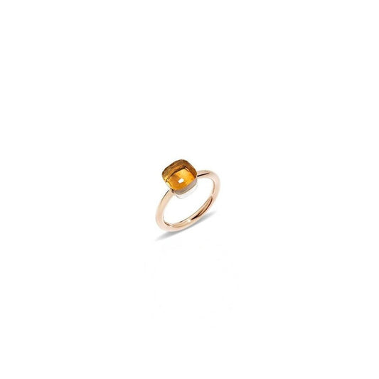 Original Pomellato Nudo Rose and White Gold Citrine Ring Size 52 - Size 6 - PAB4030_O6000_000OV