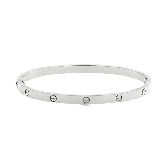 Original Pre-owned Cartier Love Ladies 18k White Gold Bracelet, SM Size 16 cm / 6 in