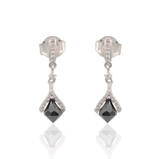 Original Pre-Owned 14K White Gold Black Diamond Drop Earrings