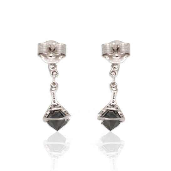 Original Pre-Owned 14K White Gold Black Diamond Drop Earrings