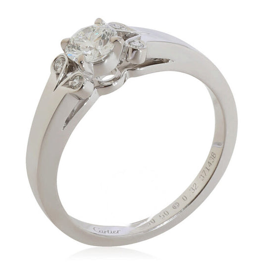 Original Pre-Owned Cartier Ballerine Diamond Engagement Ring in Platinum F VVS2 0.35 CT