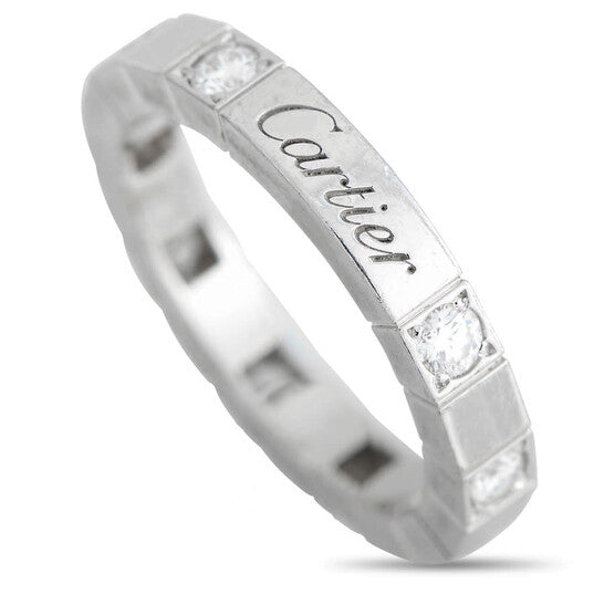 Original Pre-Owned Cartier Lani xE8 res 18K White Gold Diamond Band Ring