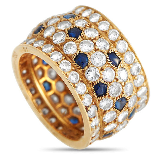 Original Pre-Owned Cartier Nigeria 18K Yellow Gold 5.50ct Diamond and Sapphire Ring