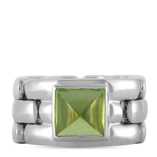 Original Pre-Owned Chaumet 18K White Gold Peridot Soft Shank Ring