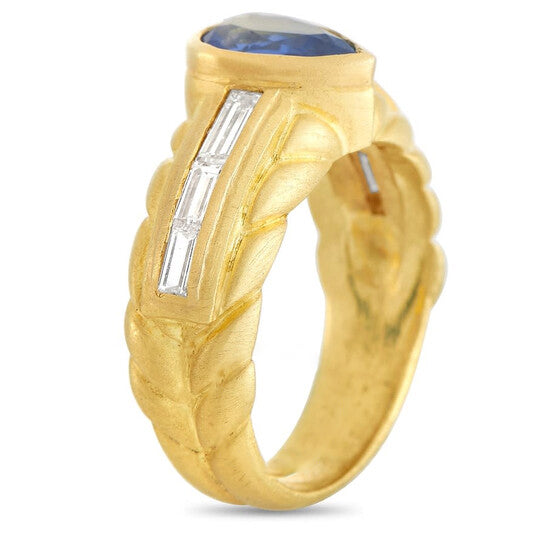 Original Pre-Owned Judith Ripka 18K Yellow Gold Diamond and Sapphire Ring