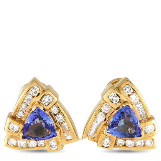 Original Pre-Owned LB Exclusive 14K Yellow Gold Diamond and Tanzanite Earrings MF06 012424