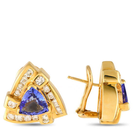 Original Pre-Owned LB Exclusive 14K Yellow Gold Diamond and Tanzanite Earrings MF06 012424