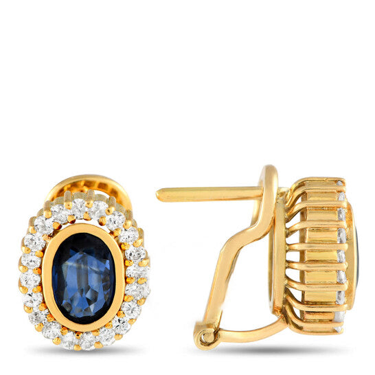 Original Pre-Owned LB Exclusive 18K Yellow Gold 0.50ct Diamond and Sapphire Earrings