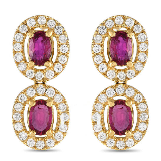 Original Pre-Owned LB Exclusive 18K Yellow Gold 0.70ct Diamond and Ruby Drop Earrings MF14 012424