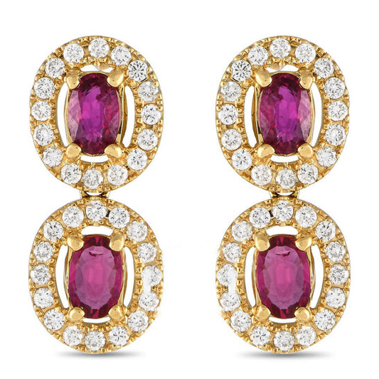 Original Pre-Owned LB Exclusive 18K Yellow Gold 0.70ct Diamond and Ruby Drop Earrings MF14 012424