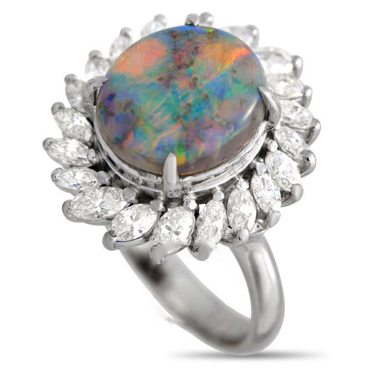 Original Pre-Owned LB Exclusive Platinum 0.80ct Diamond and Opal Ring MF28 101123