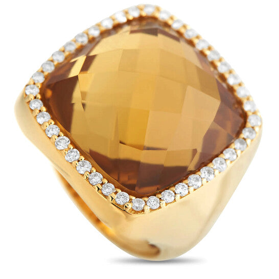 Original Pre-Owned Roberto Coin 18K Yellow Gold 0.40ct Diamond and Citrine Cocktail Ring