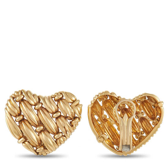 Original Pre-Owned Tiffany   Co. 18K Yellow Gold Heart Clip On Earrings